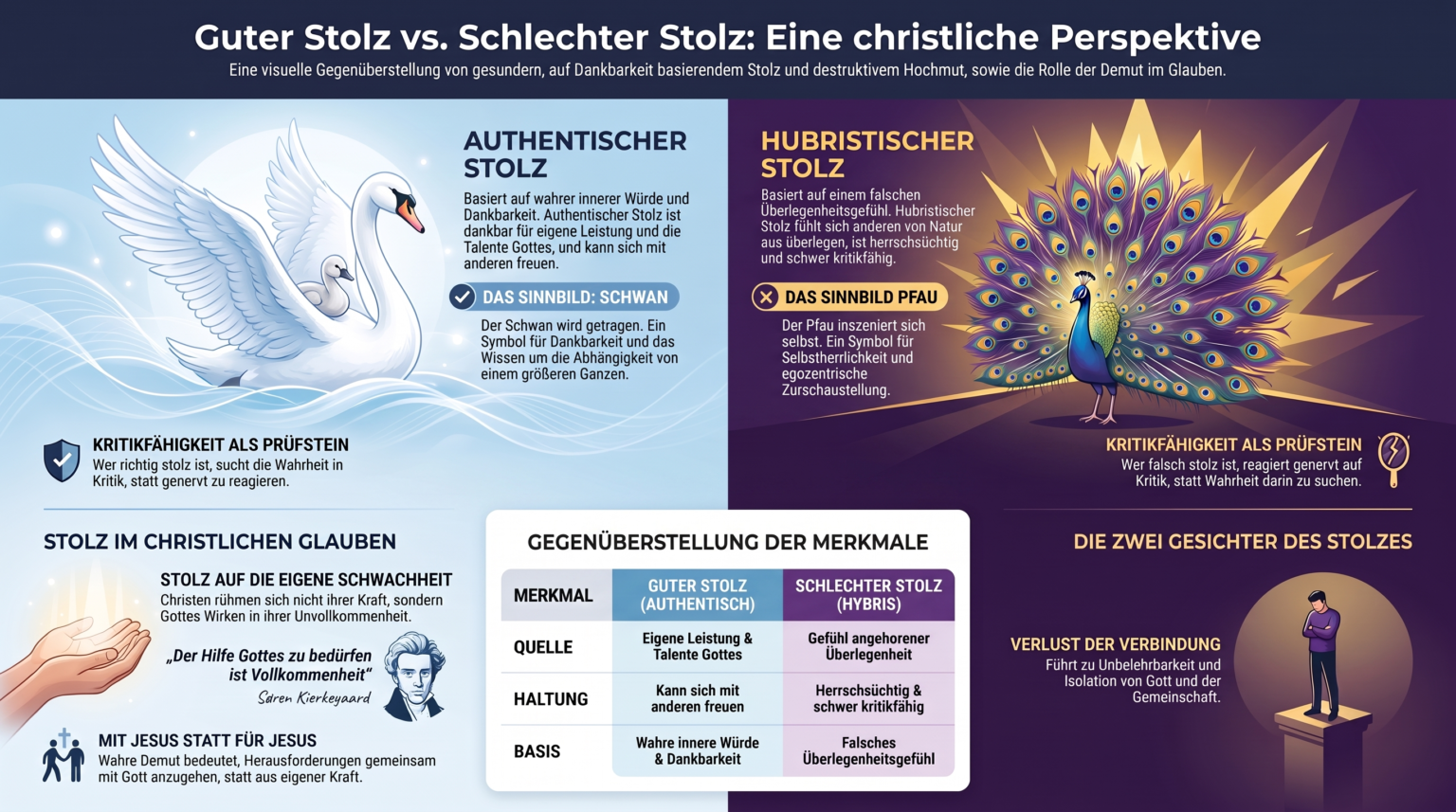 Infografik - guter versus schlechter Stolz