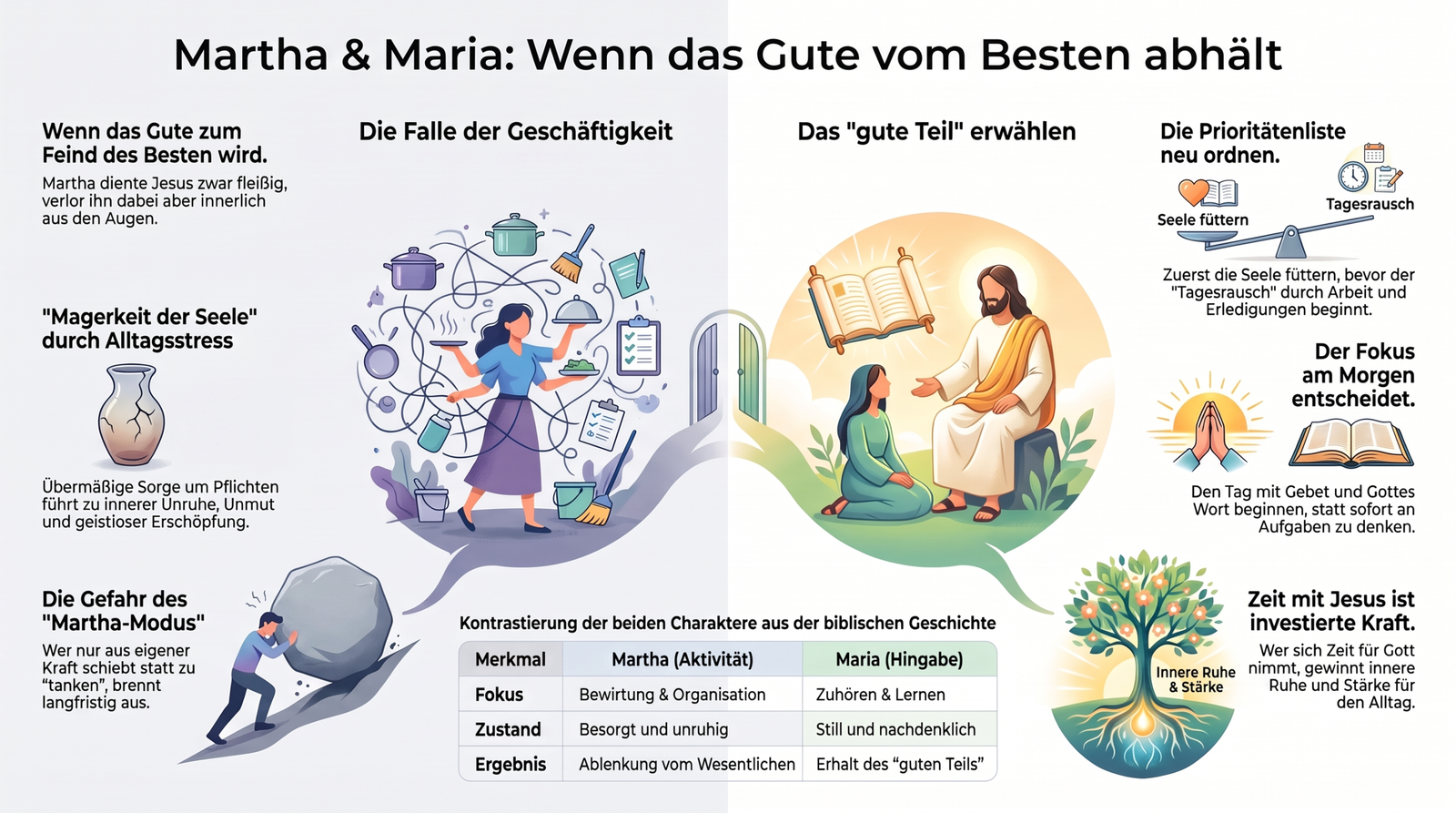 Martha und Maria - Lukas 10,41–42 - Infografik